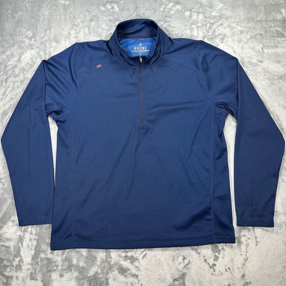 Rhone Polartec Quarter Zip Pullover Mens XL Navy Blue Thumbhole Active Top